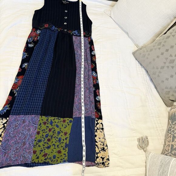 Carole Little Dress Women 8 Art to Wear Patchwork Maxi Embroidered Cottage VTG - Picture 13 of 15